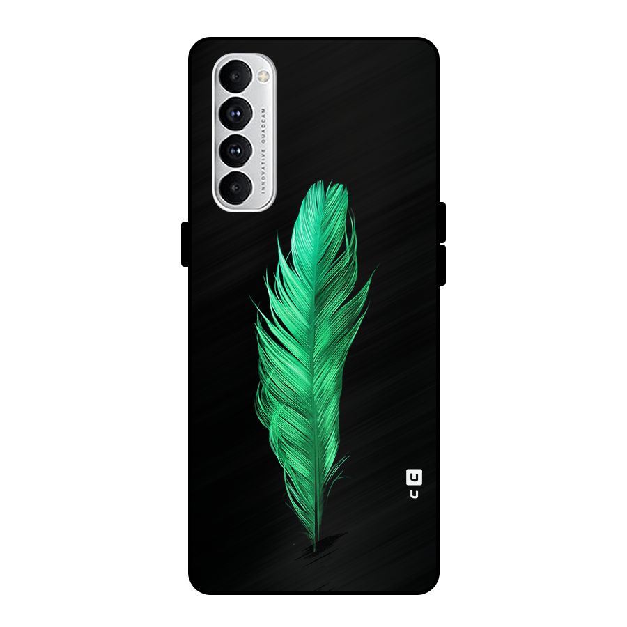 Beautiful Green Feather Metal Back Case for Oppo Reno4 Pro