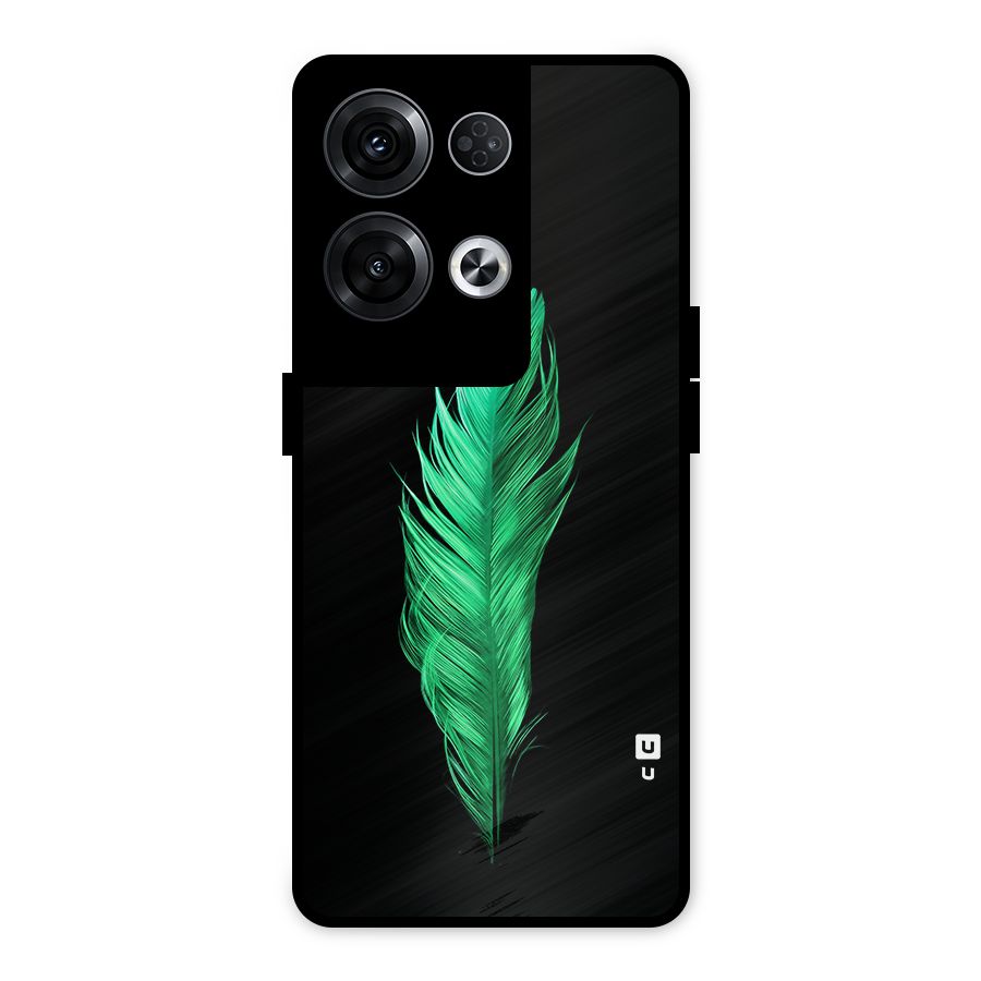 Beautiful Green Feather Metal Back Case for Oppo Reno8 Pro 5G