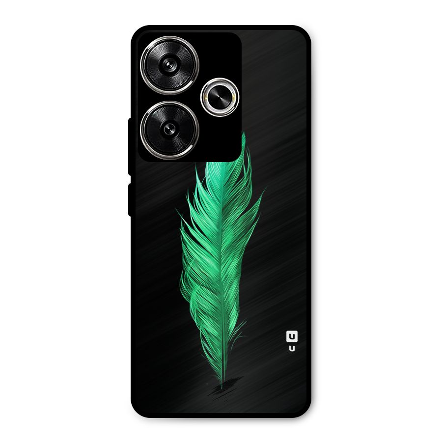 Beautiful Green Feather Metal Back Case for Poco F6