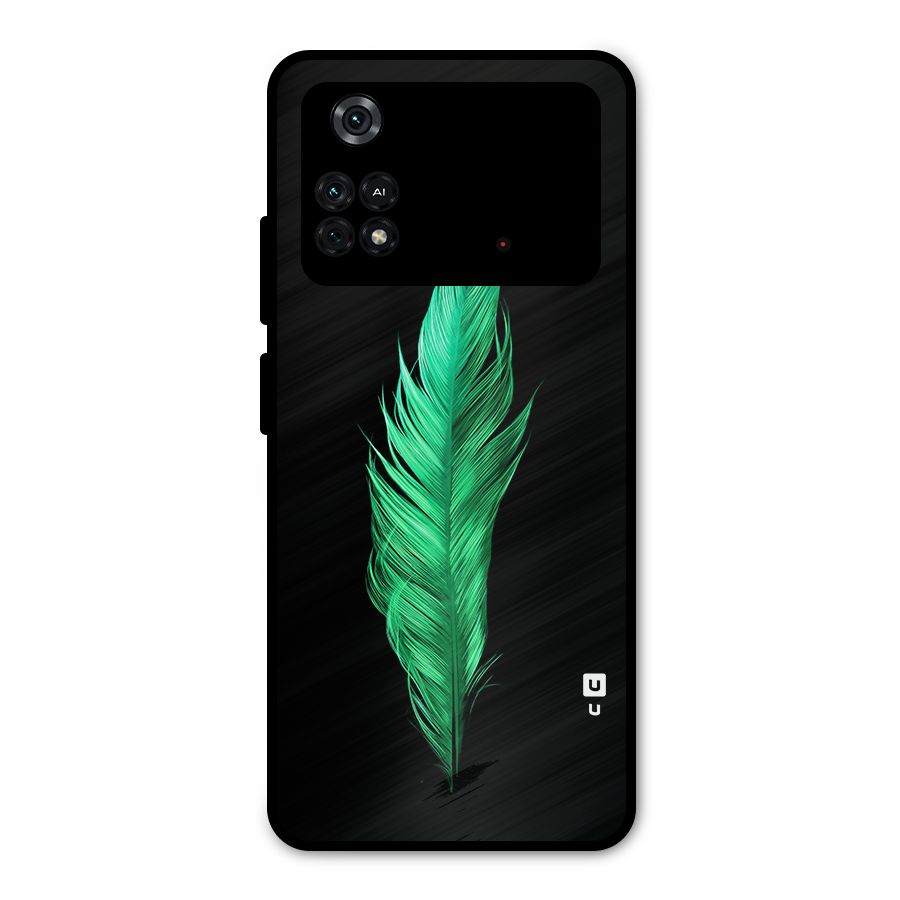 Beautiful Green Feather Metal Back Case for Poco M4 Pro 4G