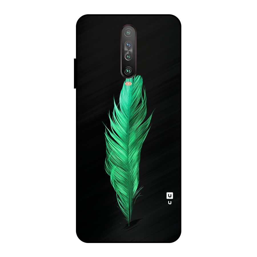 Beautiful Green Feather Metal Back Case for Poco X2