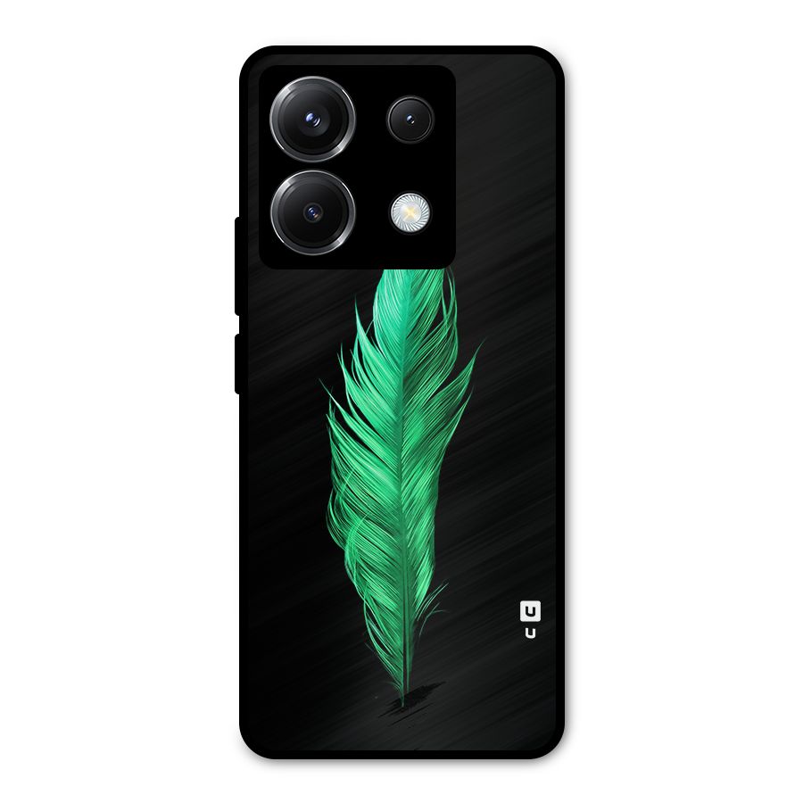 Beautiful Green Feather Metal Back Case for Poco X6