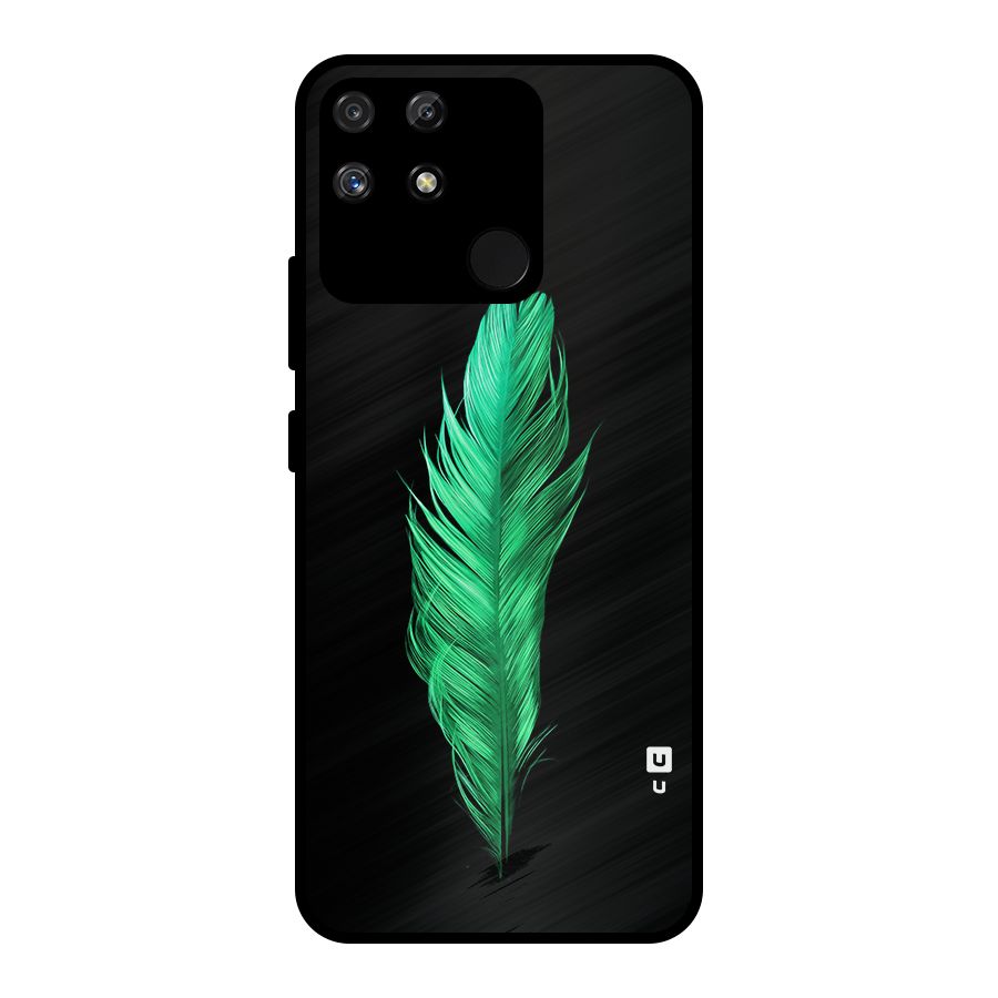 Beautiful Green Feather Metal Back Case for Realme Narzo 50A