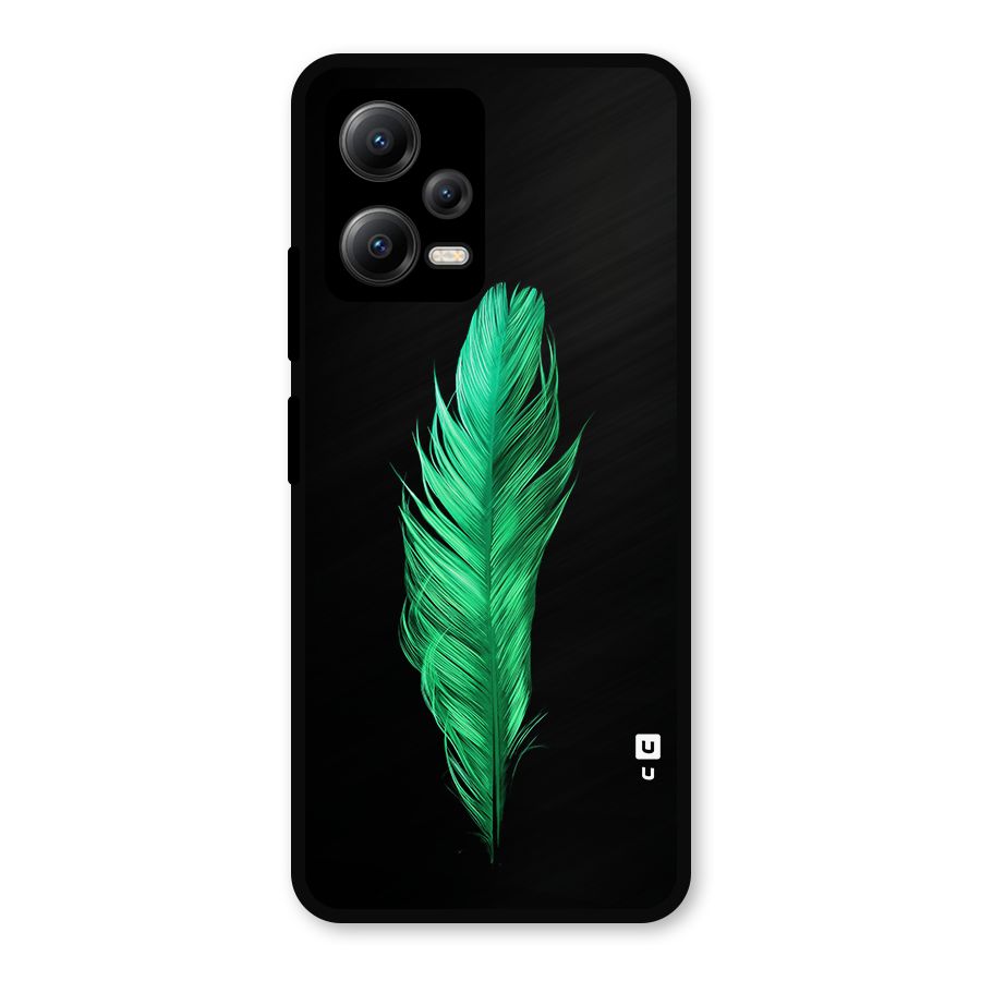 Beautiful Green Feather Metal Back Case for Redmi Note 12 5G