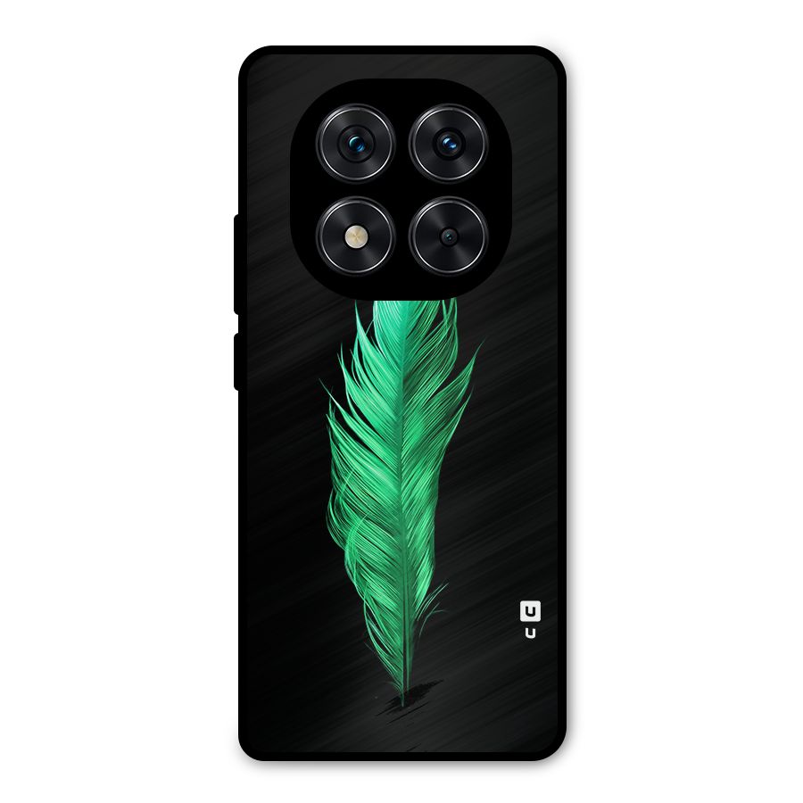 Beautiful Green Feather Metal Back Case for Redmi Note 14 Pro 5G