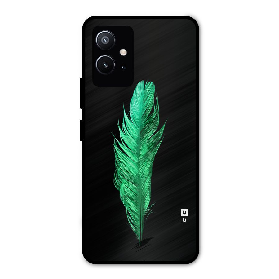 Beautiful Green Feather Metal Back Case for Vivo T1 5G