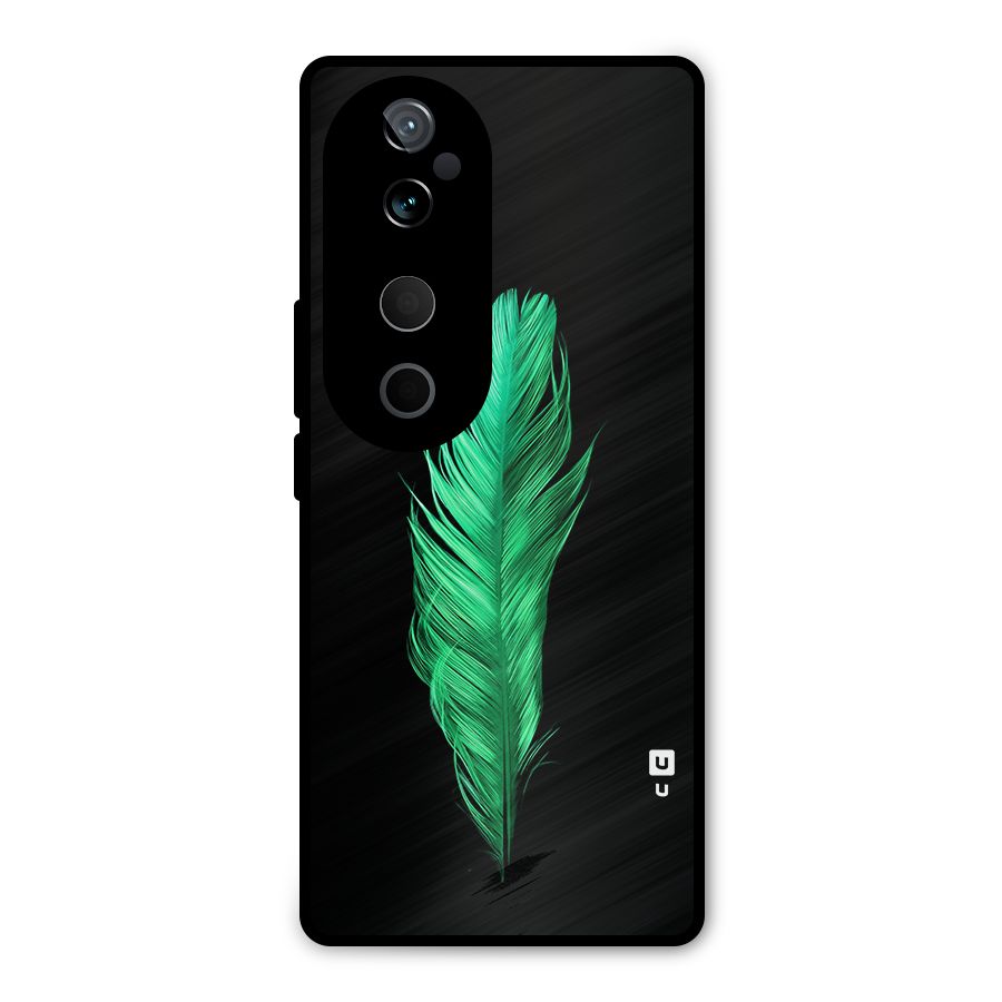 Beautiful Green Feather Metal Back Case for Vivo T3 Ultra