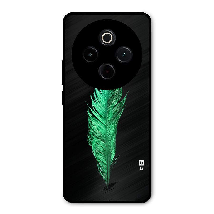 Beautiful Green Feather Metal Back Case for Vivo T4