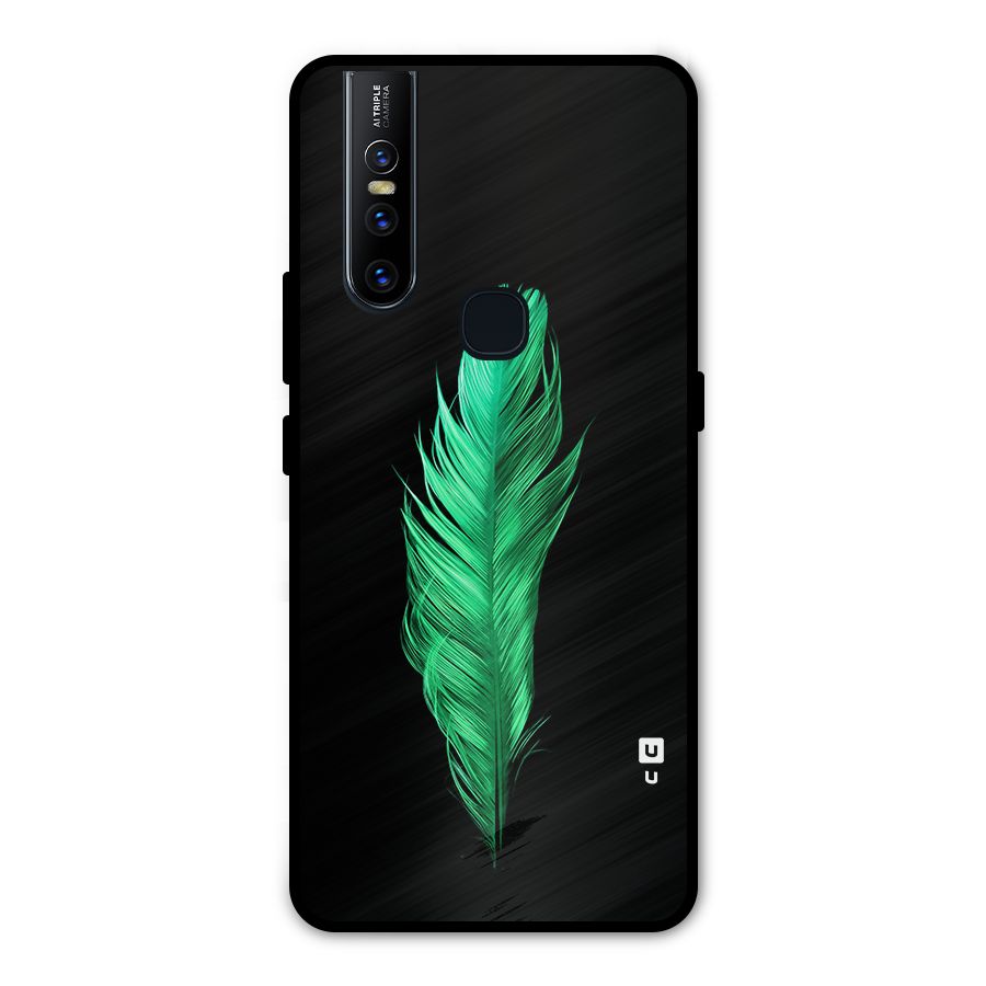 Beautiful Green Feather Metal Back Case for Vivo V15