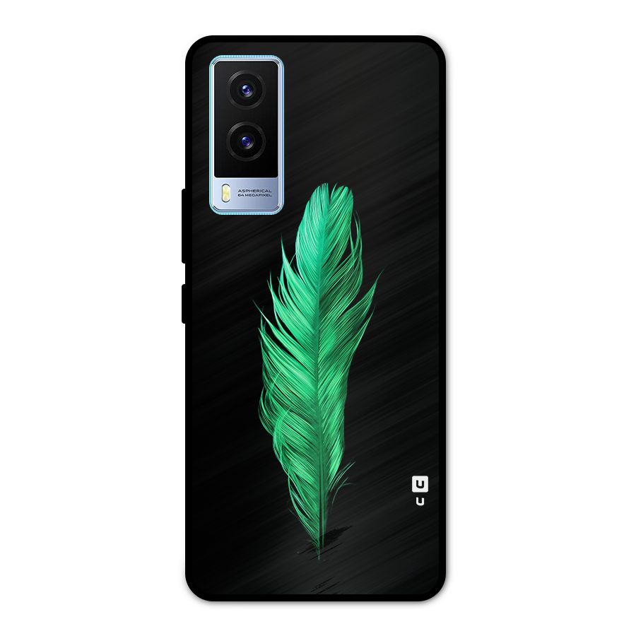 Beautiful Green Feather Metal Back Case for Vivo V21e 5G