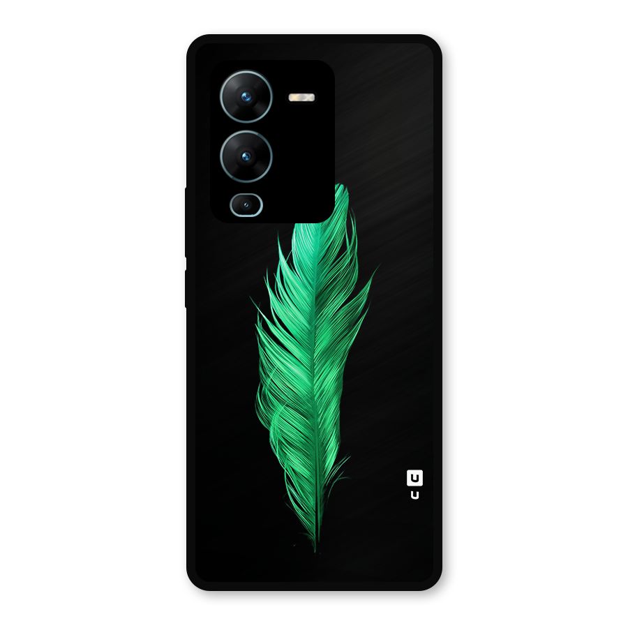Beautiful Green Feather Metal Back Case for Vivo V25 Pro