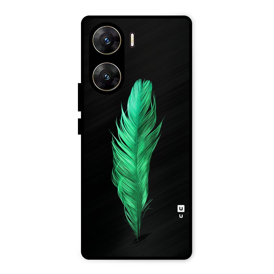 Beautiful Green Feather Metal Back Case for Vivo V29e