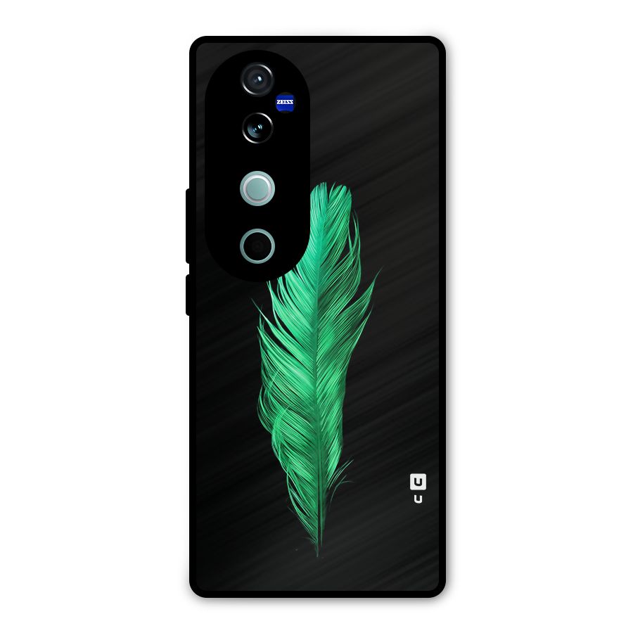 Beautiful Green Feather Metal Back Case for Vivo V40