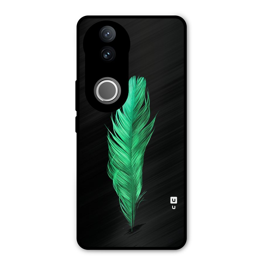 Beautiful Green Feather Metal Back Case for Vivo V50