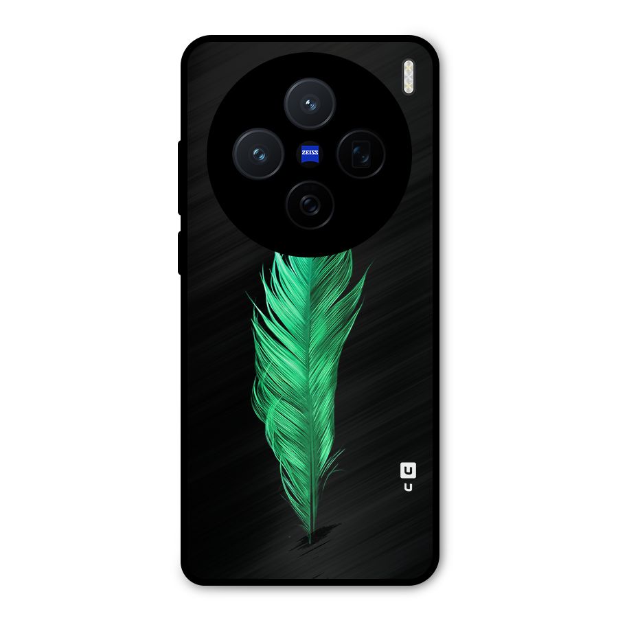 Beautiful Green Feather Metal Back Case for Vivo X200