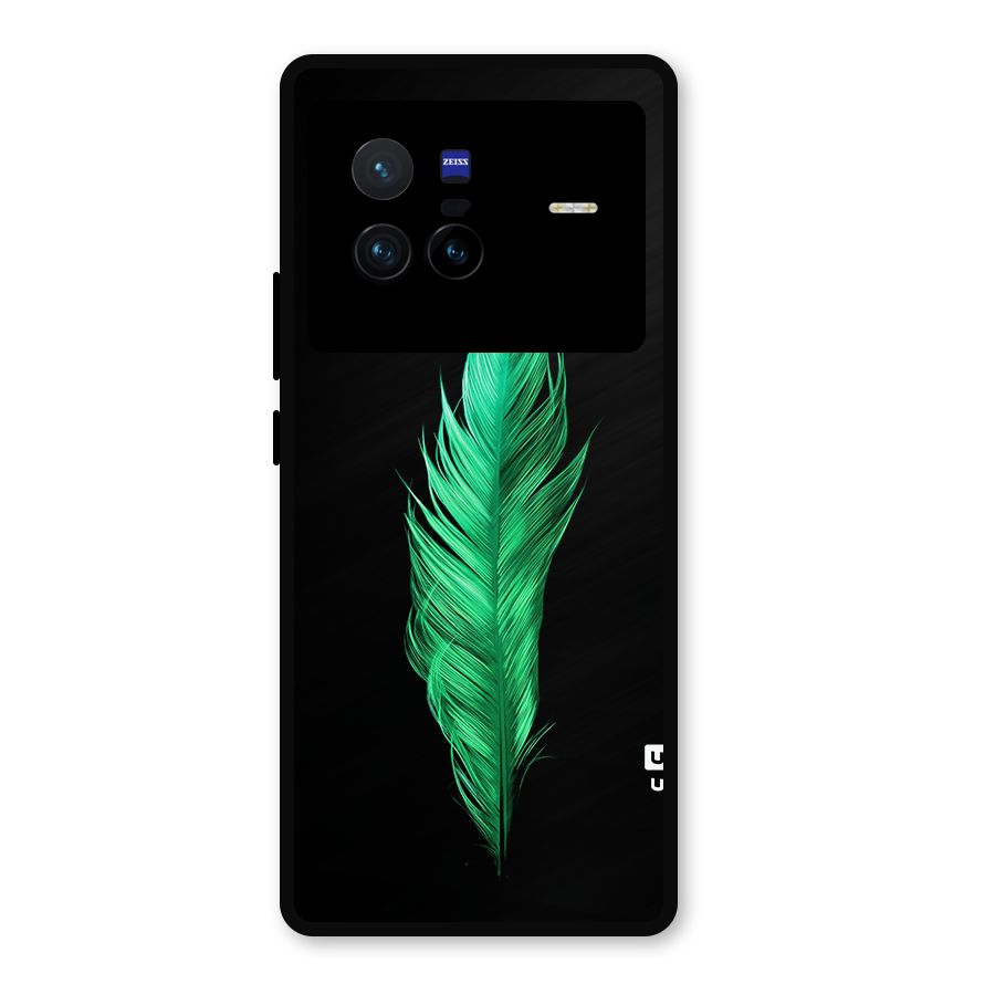 Beautiful Green Feather Metal Back Case for Vivo X80