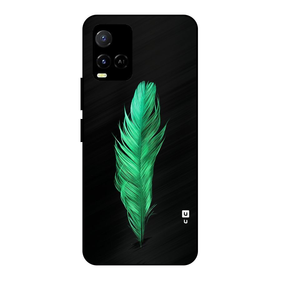 Beautiful Green Feather Metal Back Case for Vivo Y21T