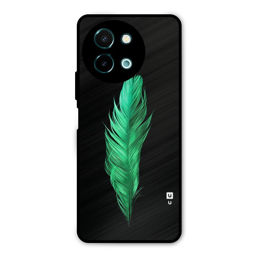 Beautiful Green Feather Metal Back Case for Vivo Y58