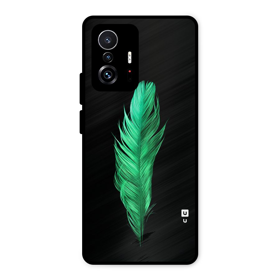 Beautiful Green Feather Metal Back Case for Xiaomi 11T Pro