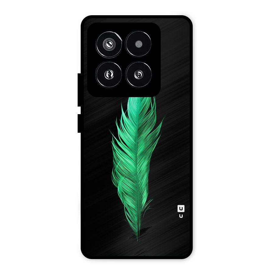 Beautiful Green Feather Metal Back Case for Xiaomi 14 Pro