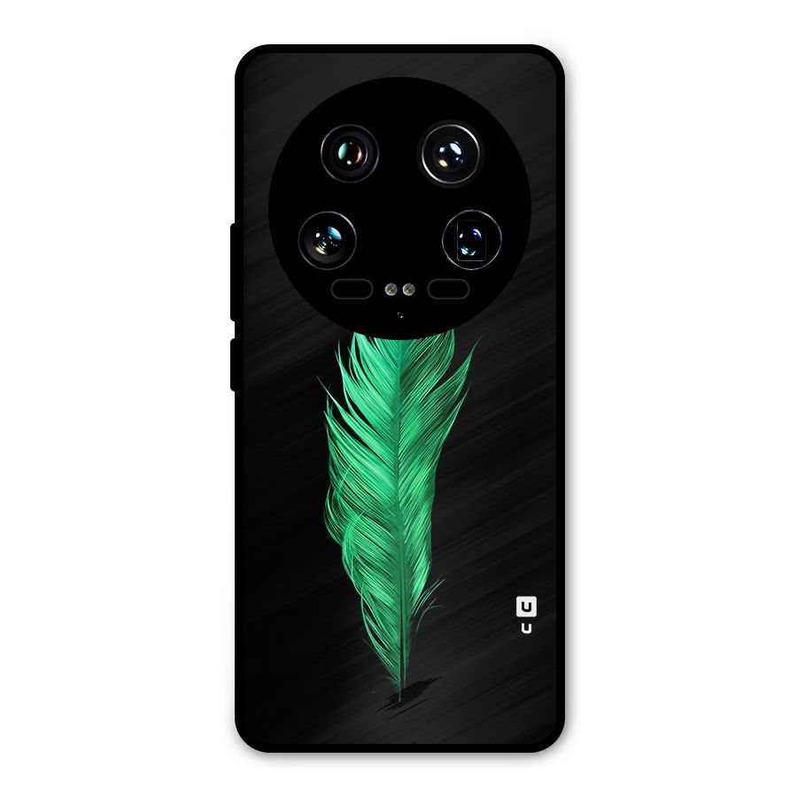Beautiful Green Feather Metal Back Case for Xiaomi 14 Ultra