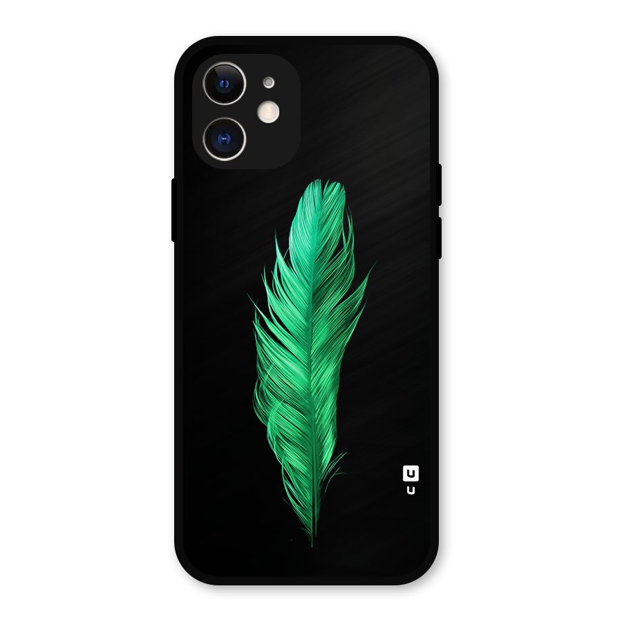 Beautiful Green Feather Metal Back Case for iPhone 12
