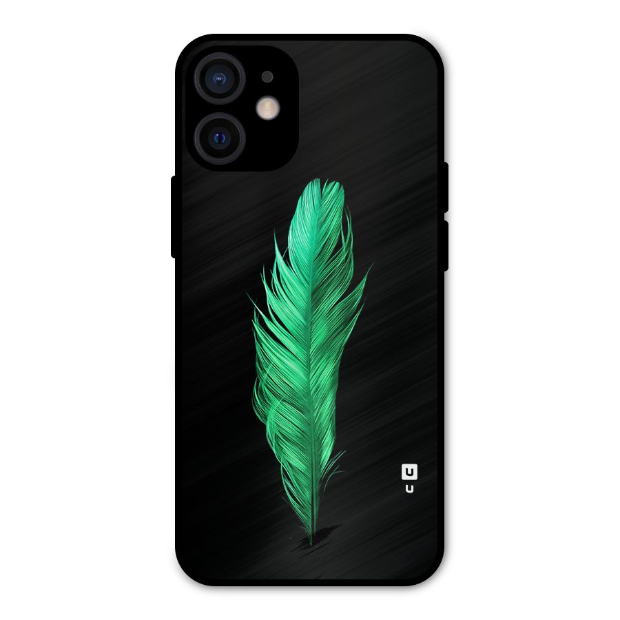 Beautiful Green Feather Metal Back Case for iPhone 12 Mini