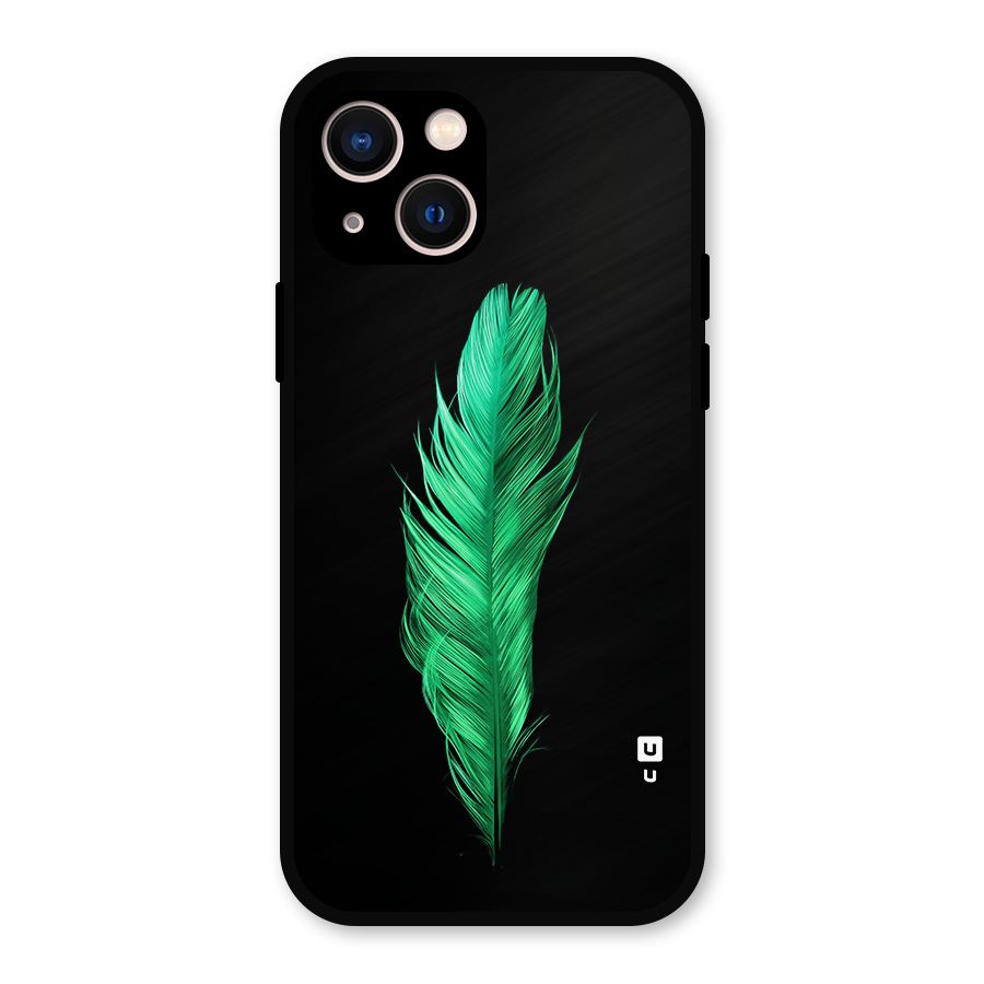 Beautiful Green Feather Metal Back Case for iPhone 13