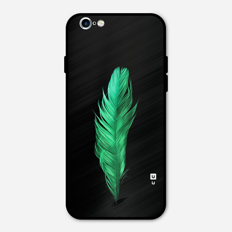 Beautiful Green Feather Metal Back Case for iPhone 6 6s