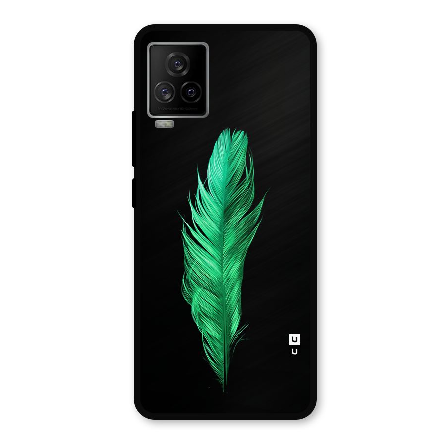 Beautiful Green Feather Metal Back Case for iQOO 7 Legend 5G