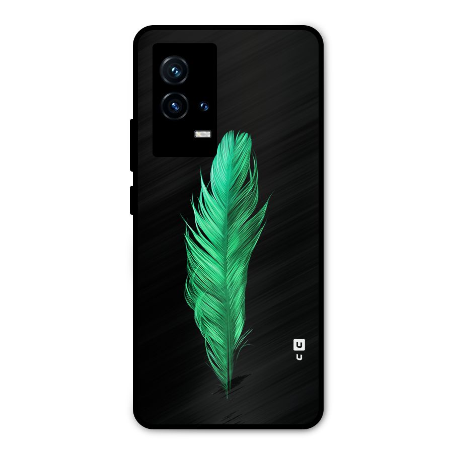 Beautiful Green Feather Metal Back Case for iQOO 9 5G