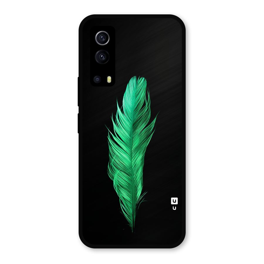 Beautiful Green Feather Metal Back Case for iQOO Z3