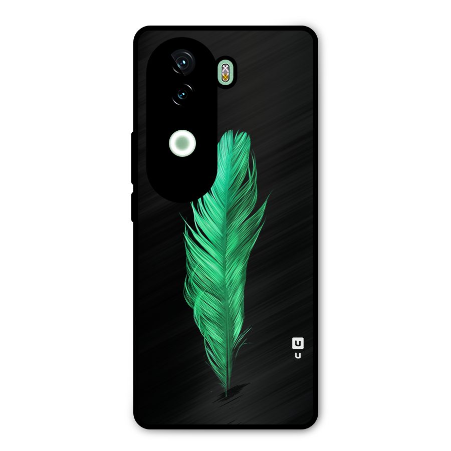Beautiful Green Feather Metal Back Case for iQOO Z9s