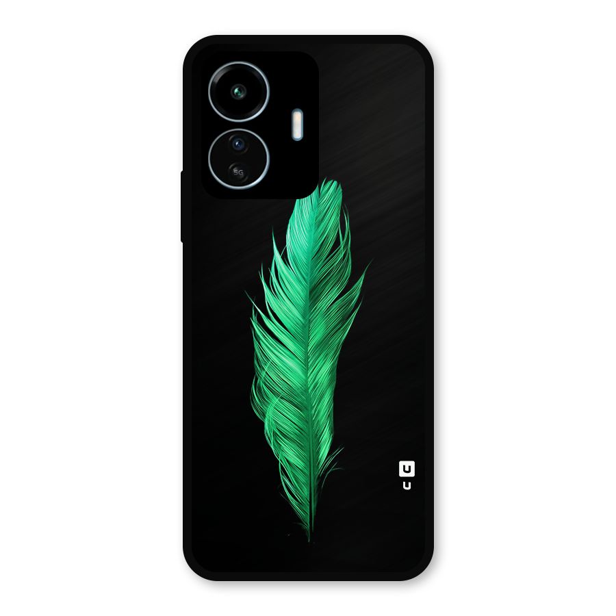 Beautiful Green Feather Metal Back Case for vivo iQOO Z6 Lite 5G