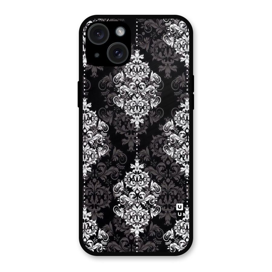 Beautiful Grey Pattern Metal Back Case for iPhone 15 Plus