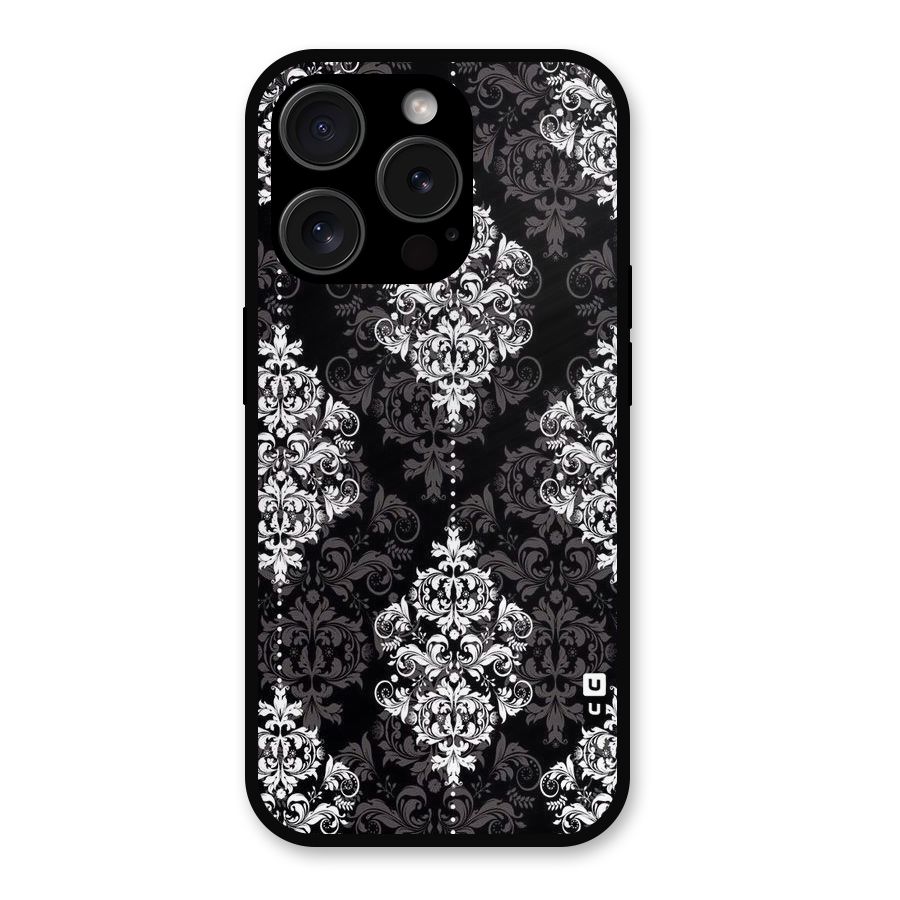 Beautiful Grey Pattern Metal Back Case for iPhone 15 Pro