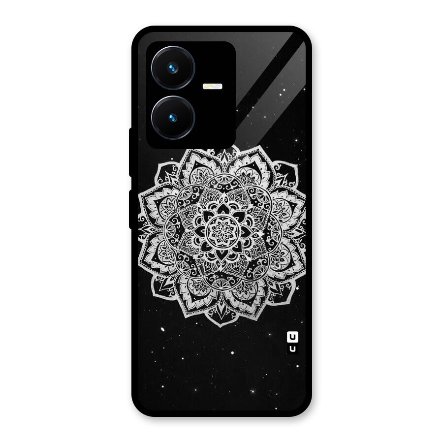 Beautiful Mandala Design Glass Back Case for Vivo Y22s