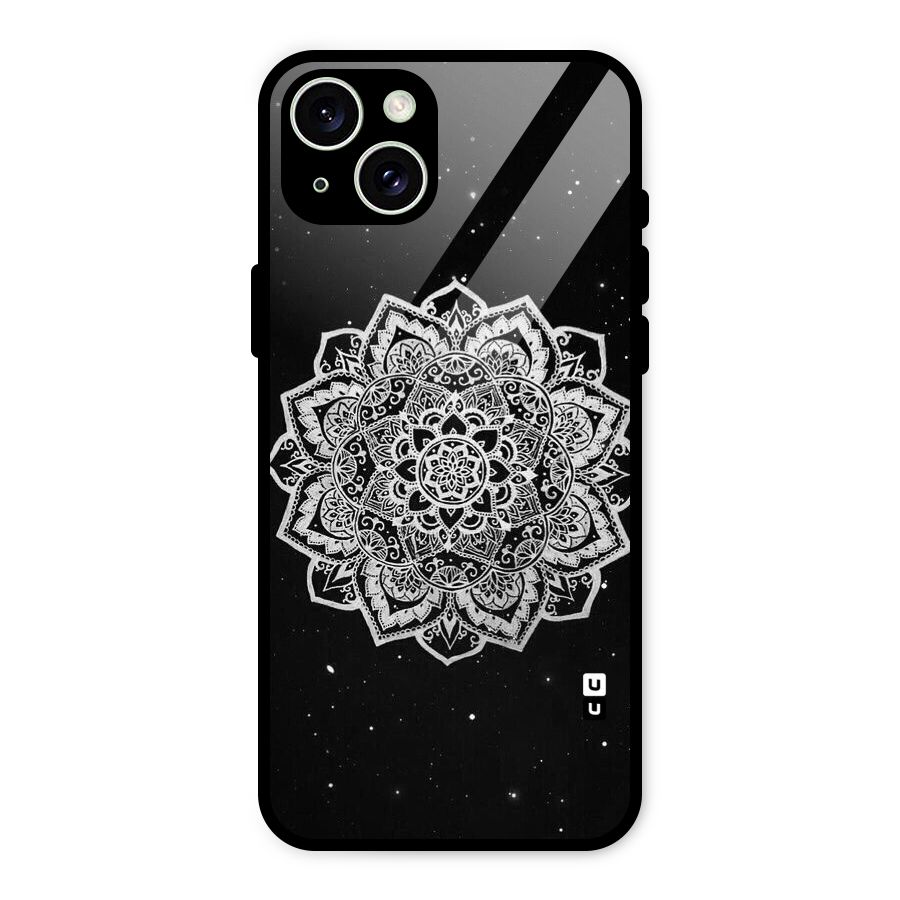 Beautiful Mandala Design Glass Back Case for iPhone 15 Plus