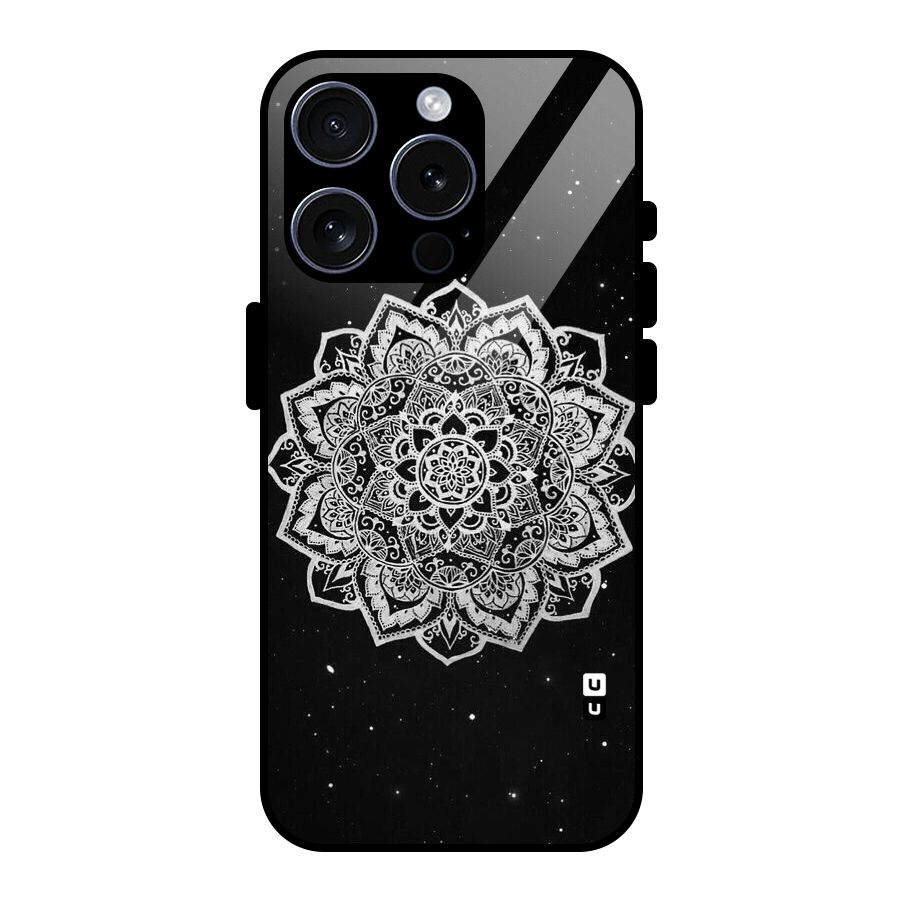 Beautiful Mandala Design Glass Back Case for iPhone 15 Pro