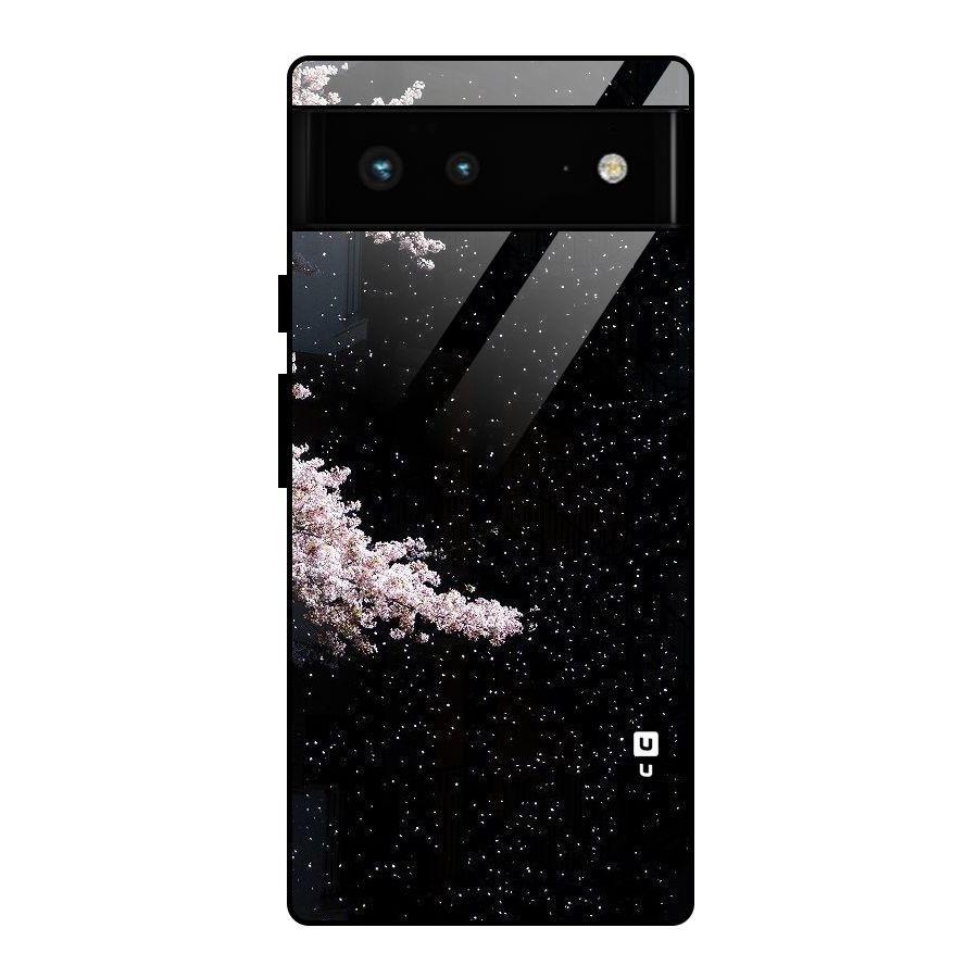 Beautiful Night Sky Flowers Glass Back Case for Google Pixel 6