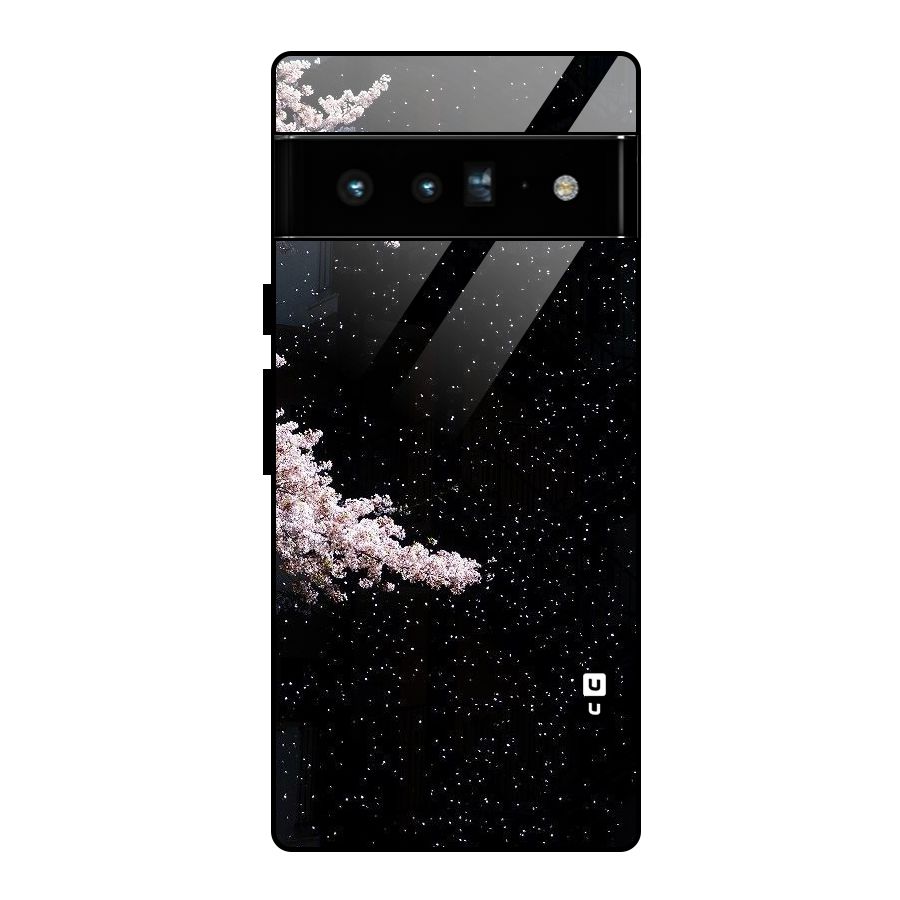 Beautiful Night Sky Flowers Glass Back Case for Google Pixel 6 Pro