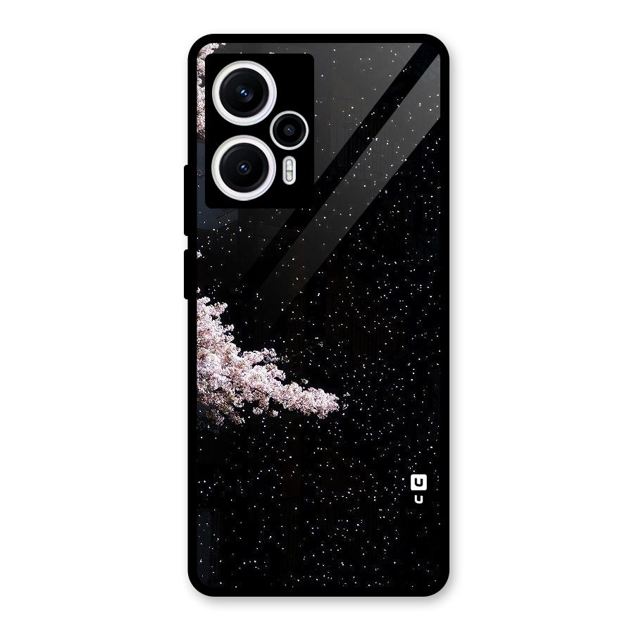 Beautiful Night Sky Flowers Glass Back Case for Poco F5
