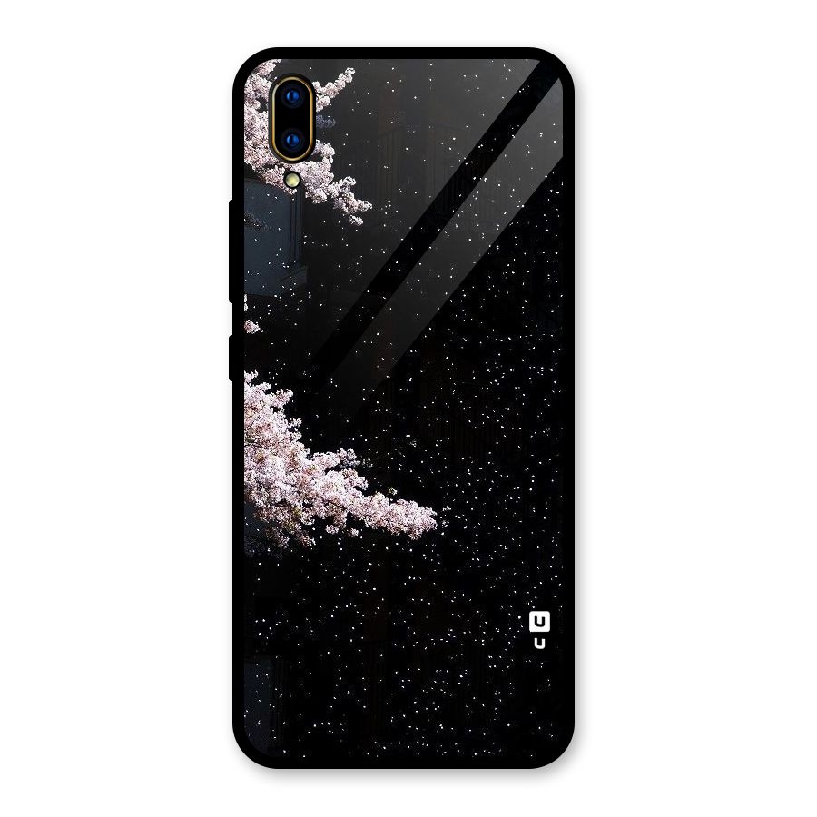 Beautiful Night Sky Flowers Glass Back Case for Vivo V11 Pro