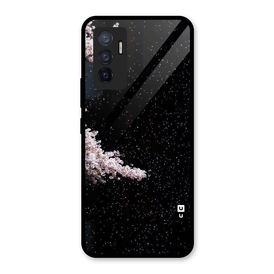 Beautiful Night Sky Flowers Glass Back Case for Vivo V23e