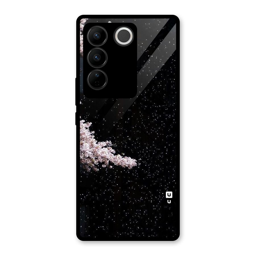 Beautiful Night Sky Flowers Glass Back Case for Vivo V27 Pro