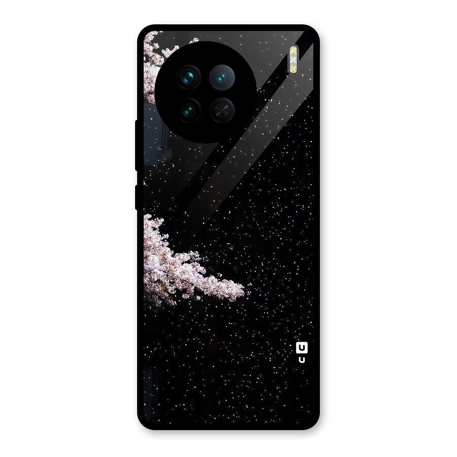 Beautiful Night Sky Flowers Glass Back Case for Vivo X90
