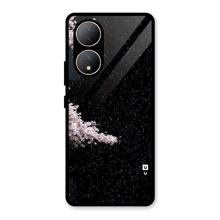 Beautiful Night Sky Flowers Glass Back Case for Vivo Y100A