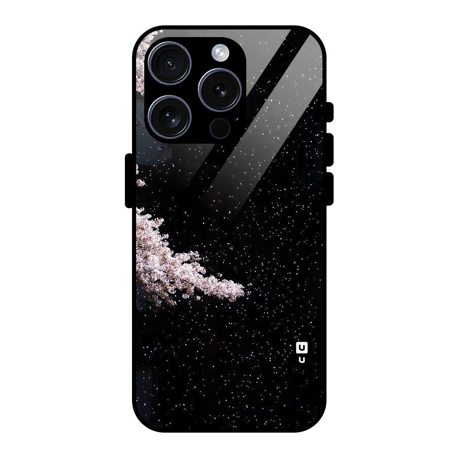 Beautiful Night Sky Flowers Glass Back Case for iPhone 15 Pro