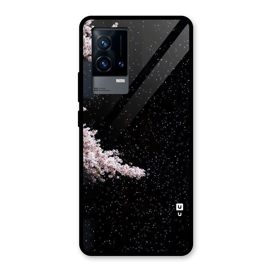 Beautiful Night Sky Flowers Glass Back Case for iQOO 9 5G