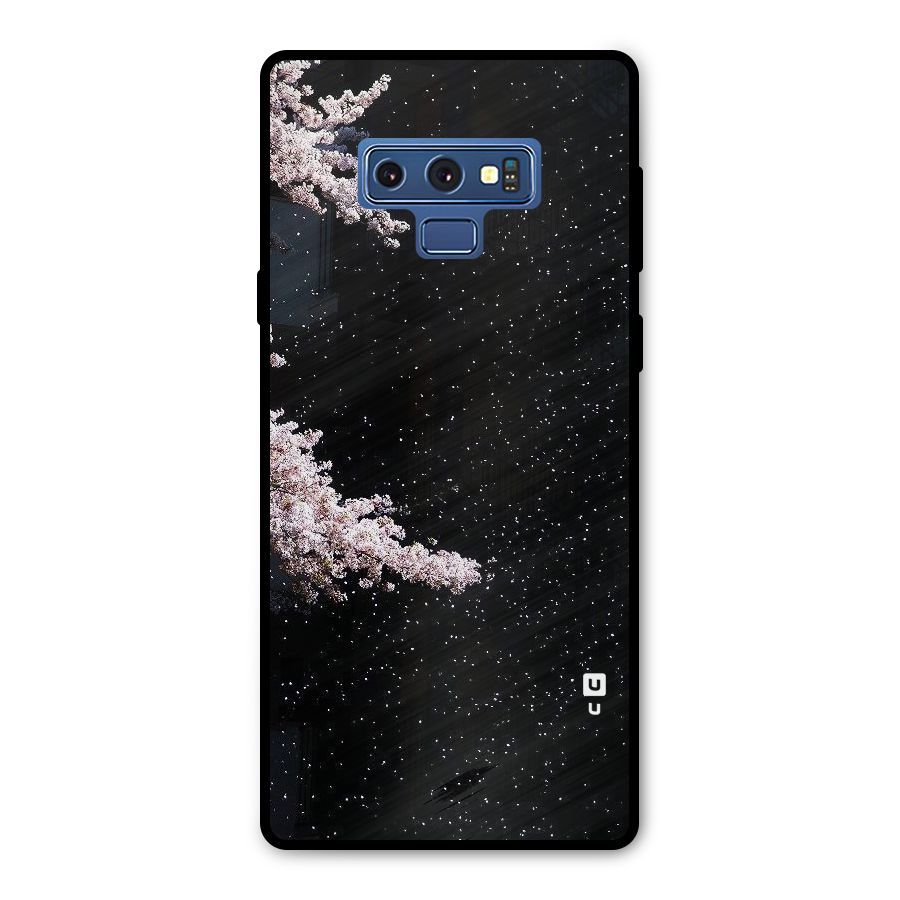 Beautiful Night Sky Flowers Metal Back Case for Galaxy Note 9